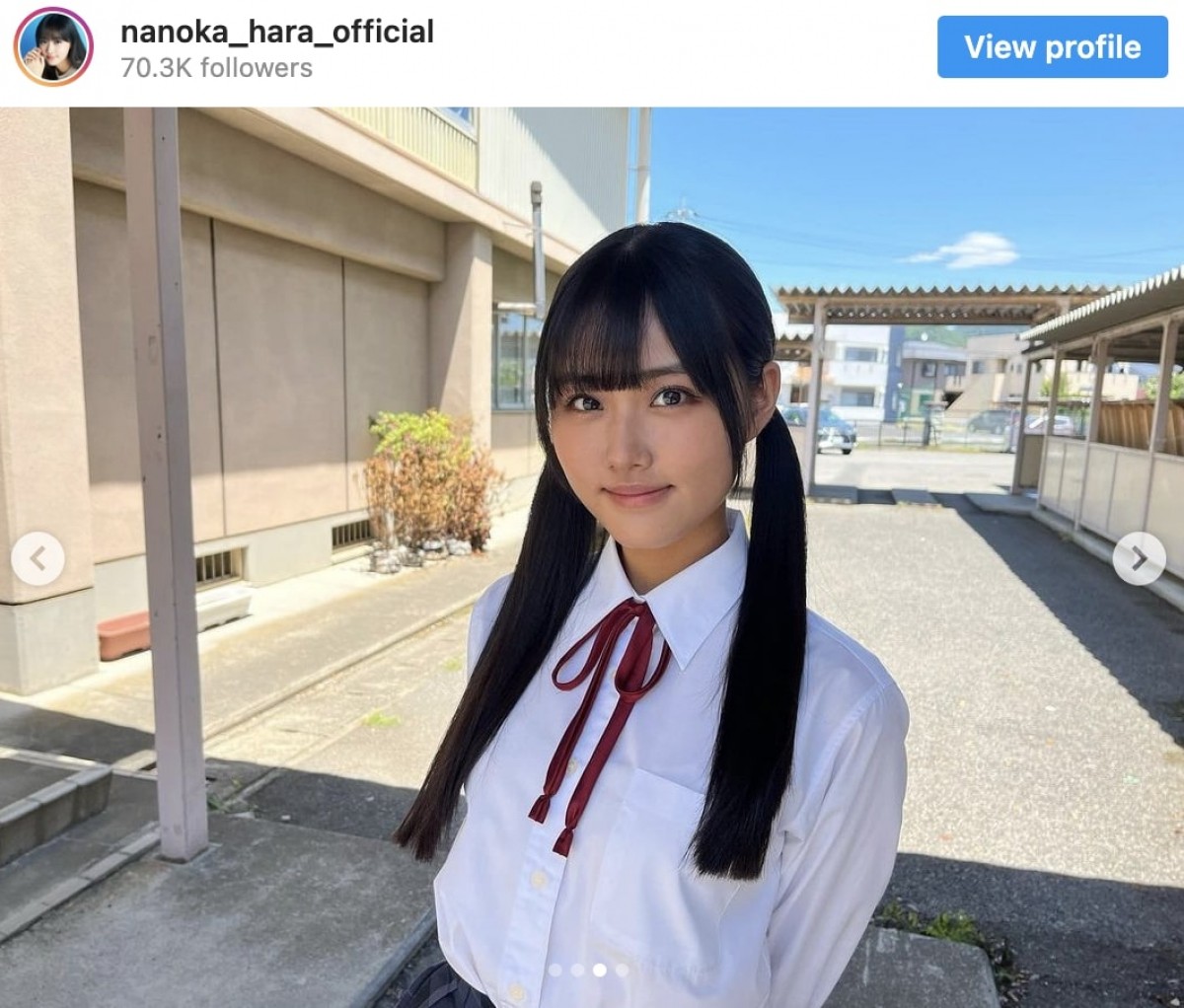 黒髪ツインテールの原菜乃華 ※「原菜乃華」インスタグラム