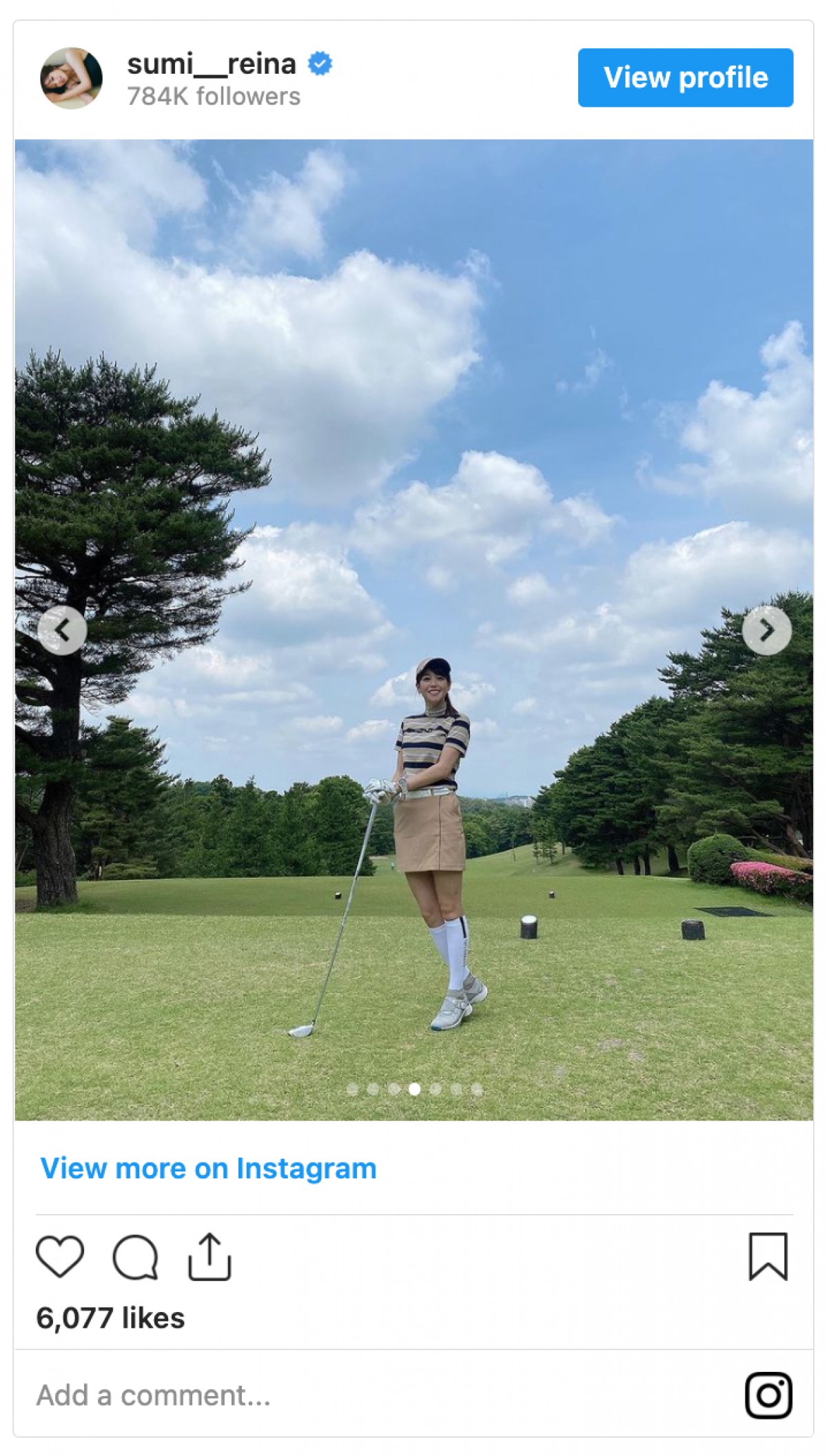 鷲見玲奈、最新ゴルフコーデに「お似合い」「スタイル抜群」の声