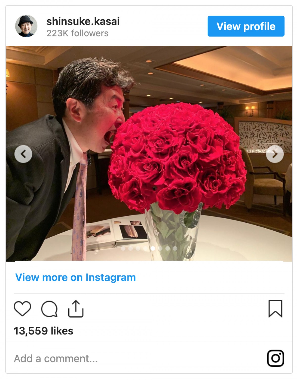 笠井信輔アナ、元テレ東アナの妻と結婚32周年、結婚式挙げたホテルで夫婦水入らずのディナー報告
