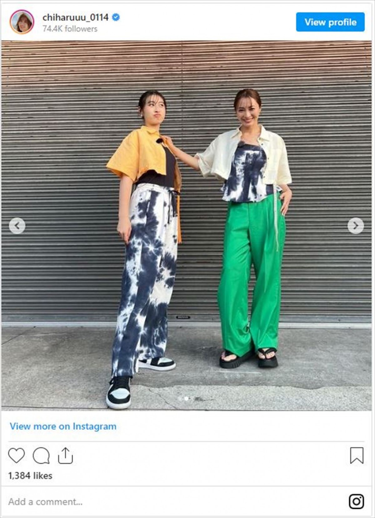 新山千春＆娘もあ、親子で“おそろいコーデ”に反響「笑い方もお揃い」