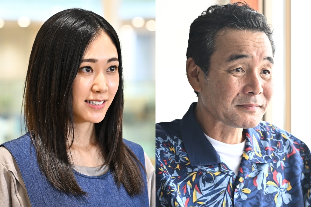 日曜劇場『オールドルーキー』第6話にゲスト出演する(左から)阿部純子、ダチョウ倶楽部・肥後克広