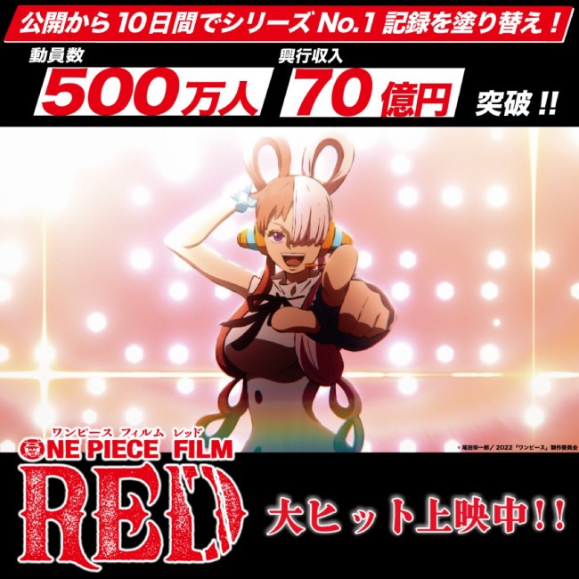 『ONE PIECE FILM RED』動員500万&興行収入70億突破
