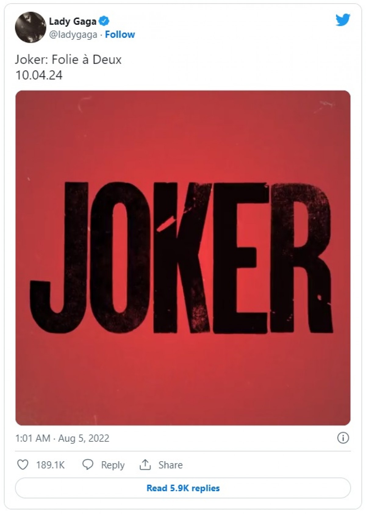 『ジョーカー2』公開日決定！　レディー・ガガ出演正式発表