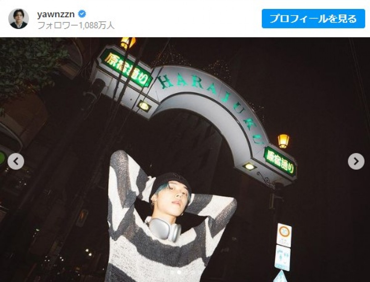 夜の原宿＆渋谷を満喫するヨンジュン（TOMORROW X TOGETHER）　※「ヨンジュン（TOMORROW X TOGETHER）」インスタグラム