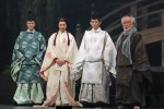 舞台『陰陽師 生成り姫』初日前会見に登壇した（左から）林翔太、音月桂、三宅健、木場勝己