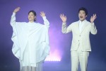 TBS DRAMA COLLECTION 2022 Spring!!　火曜ドラマ『持続可能な恋ですか？～父と娘の結婚行進曲～』会見に登場した（左から）上野樹里、田中圭