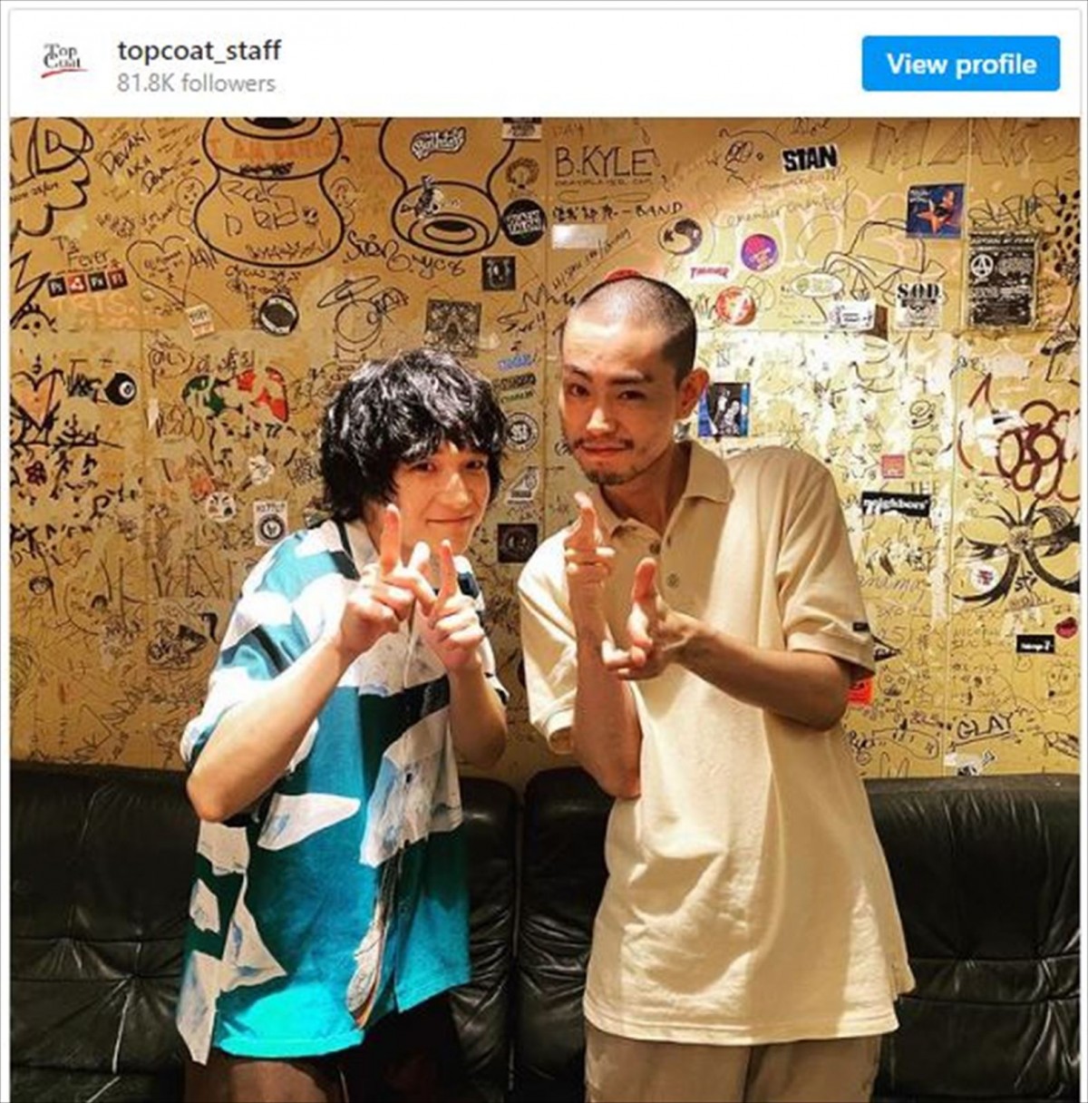 （左から）石崎ひゅーい・菅田将暉 ※「トップコート」インスタグラム