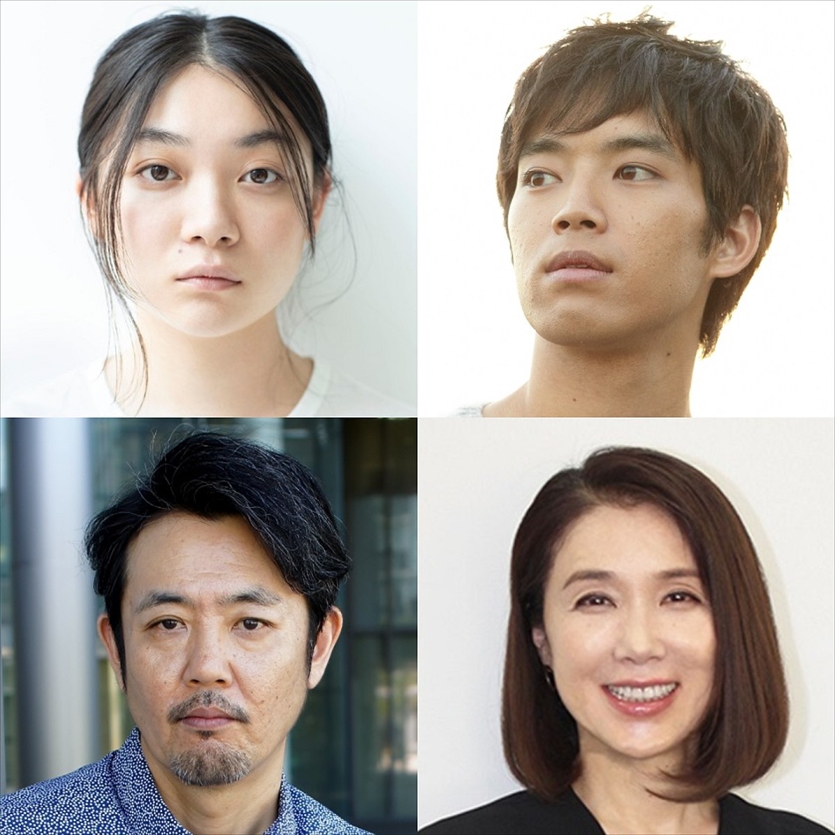 ドラマ『エルピス―希望、あるいは災い―』に出演する(上段左から)三浦透子、三浦貴大、(下段左から)岡部たかし、筒井真理子