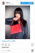 前髪ありの姿が新鮮なKoki，　※「Koki,」インスタグラム