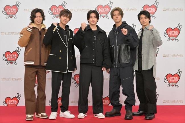 『第73回NHK紅白歌合戦』リハーサルに出席したKing ＆ Prince（左から）神宮寺勇太、永瀬廉、平野紫耀、高橋海人、岸優太