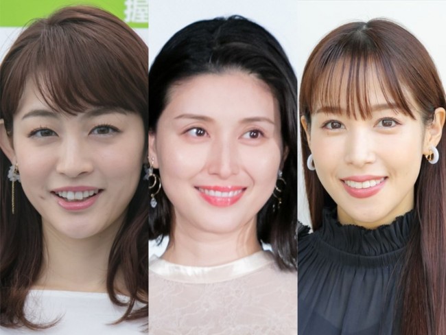 （左から）新井恵理那、橋本マナミ、鷲見玲奈