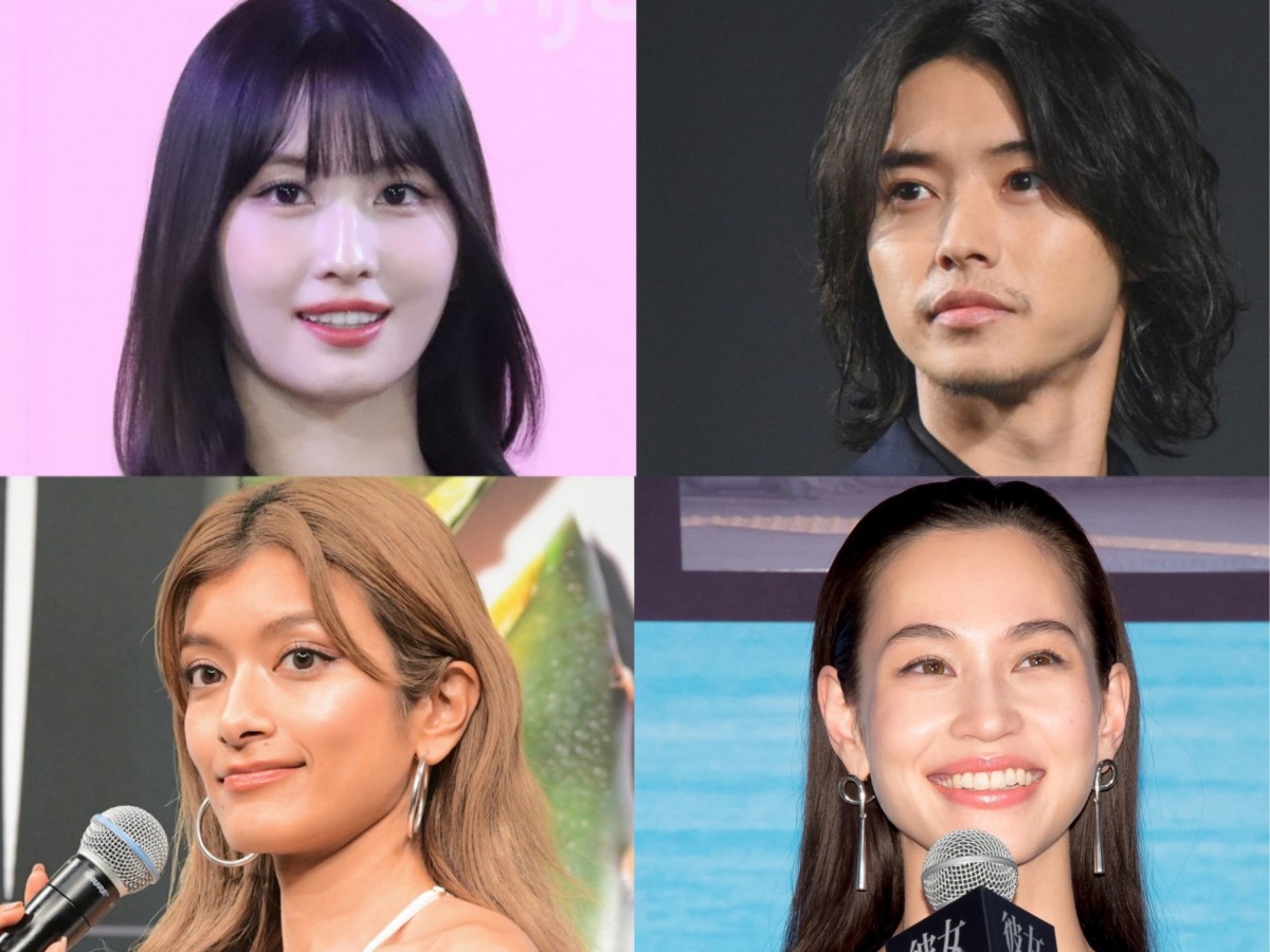 (左上から時計回りに)TWICE・MOMO、山崎賢人、水原希子、ローラ