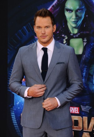 クリス・プラット、『ガーディアンズ・オブ・ギャラクシー』プレミアにて（2014）