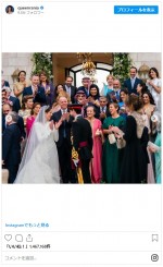 息子フセイン皇太子の結婚式の写真を披露　※「ラーニア王妃」インスタグラム