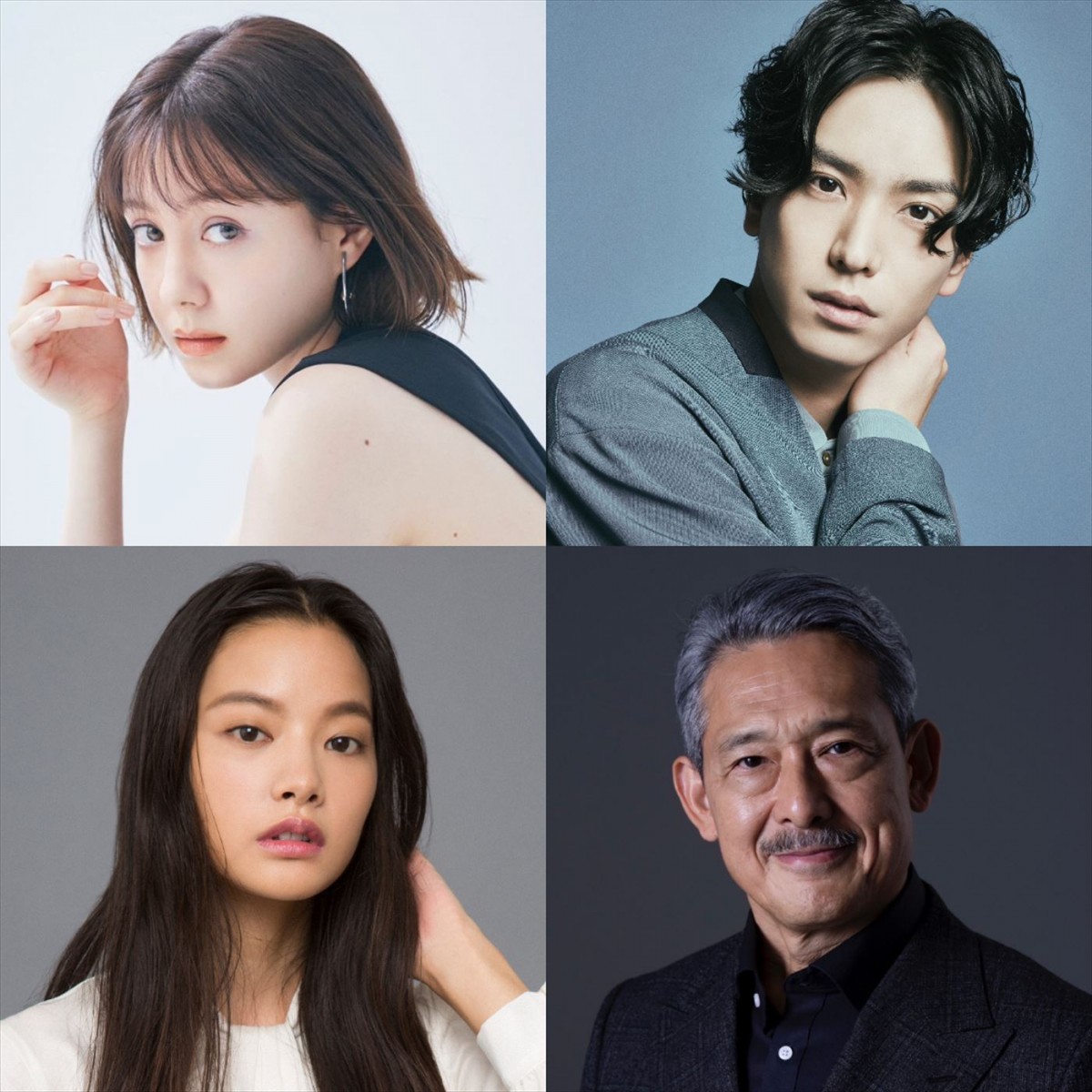 ドラマ『ウソ婚』に出演する(上段左から)トリンドル玲奈、黒羽麻璃央、(下段左から)織田梨沙、鶴見辰吾