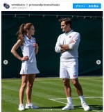 キャサリン妃、ミニのテニスウェアでロジャー・フェデラーと対戦　※「プリンス＆プリンセス・オブ・ウェールズ」インスタグラム