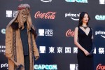 （左から）「第36回東京国際映画祭」オープニングレッドカーペットに登場した怪物、菜々緒