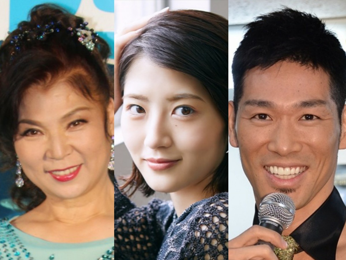 (左から)八代亜紀、若月佑美、レイザーラモンHG