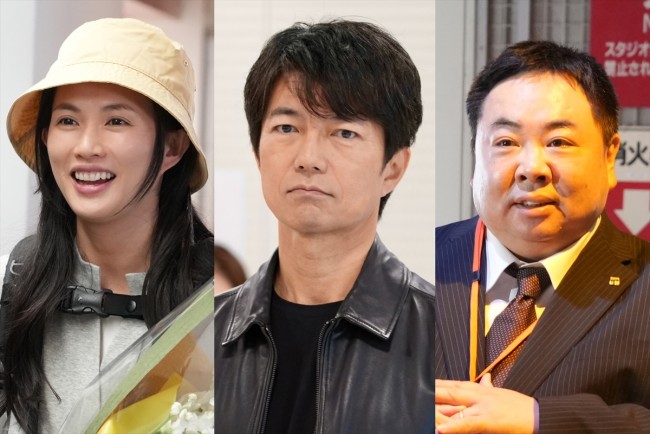 ドラマ『ブラッシュアップライフ』に出演する(左から)臼田あさ美、仲村トオル、塚地武雅