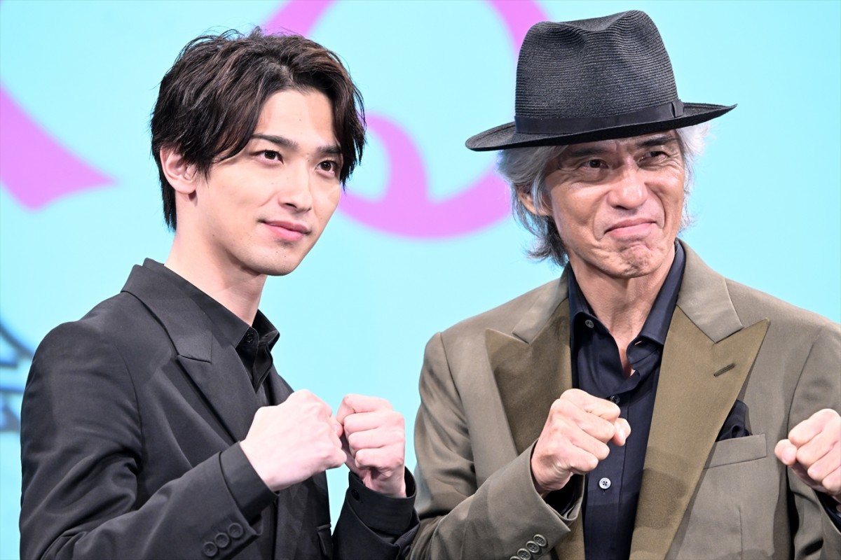 映画『春に散る』完成披露試写会に登壇した(左から)横浜流星、佐藤浩市
