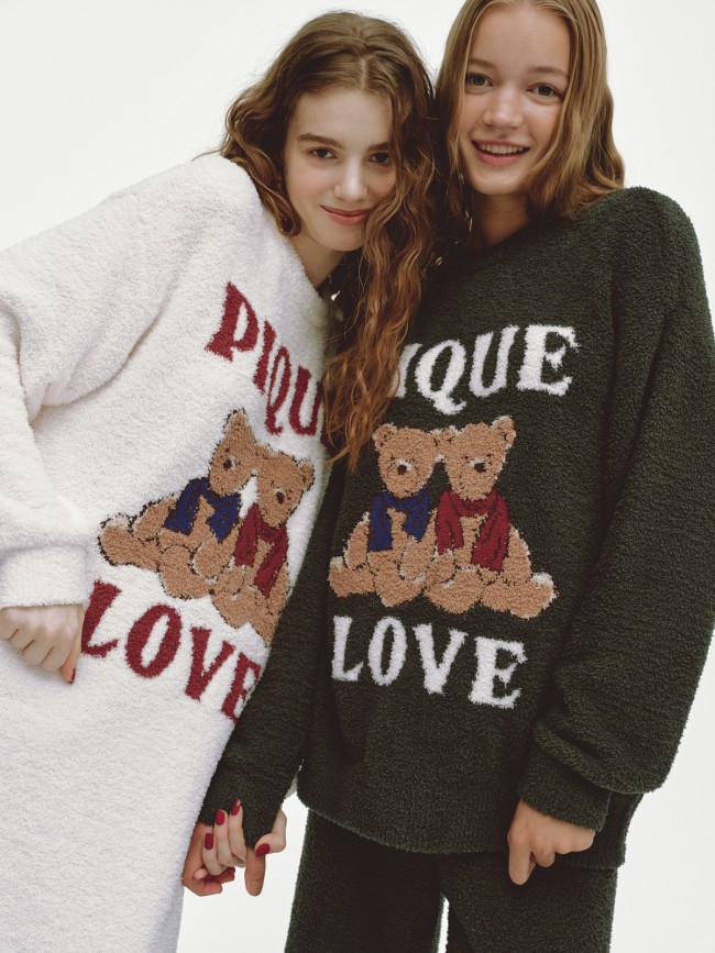 新品 ジェラートピケ アグリーベアジャガードワンピース ルームウェア