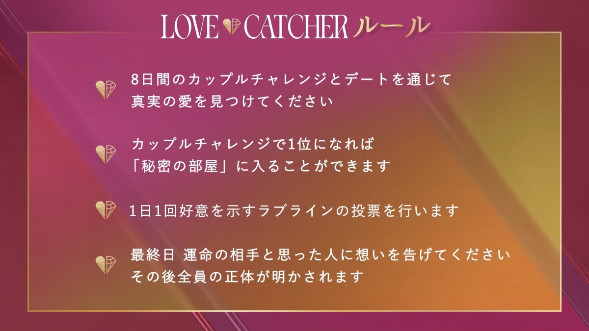 参加者半数が愛ではなく“賞金目当て”!?　新恋愛番組『LOVE CATCHER Japan』スタート