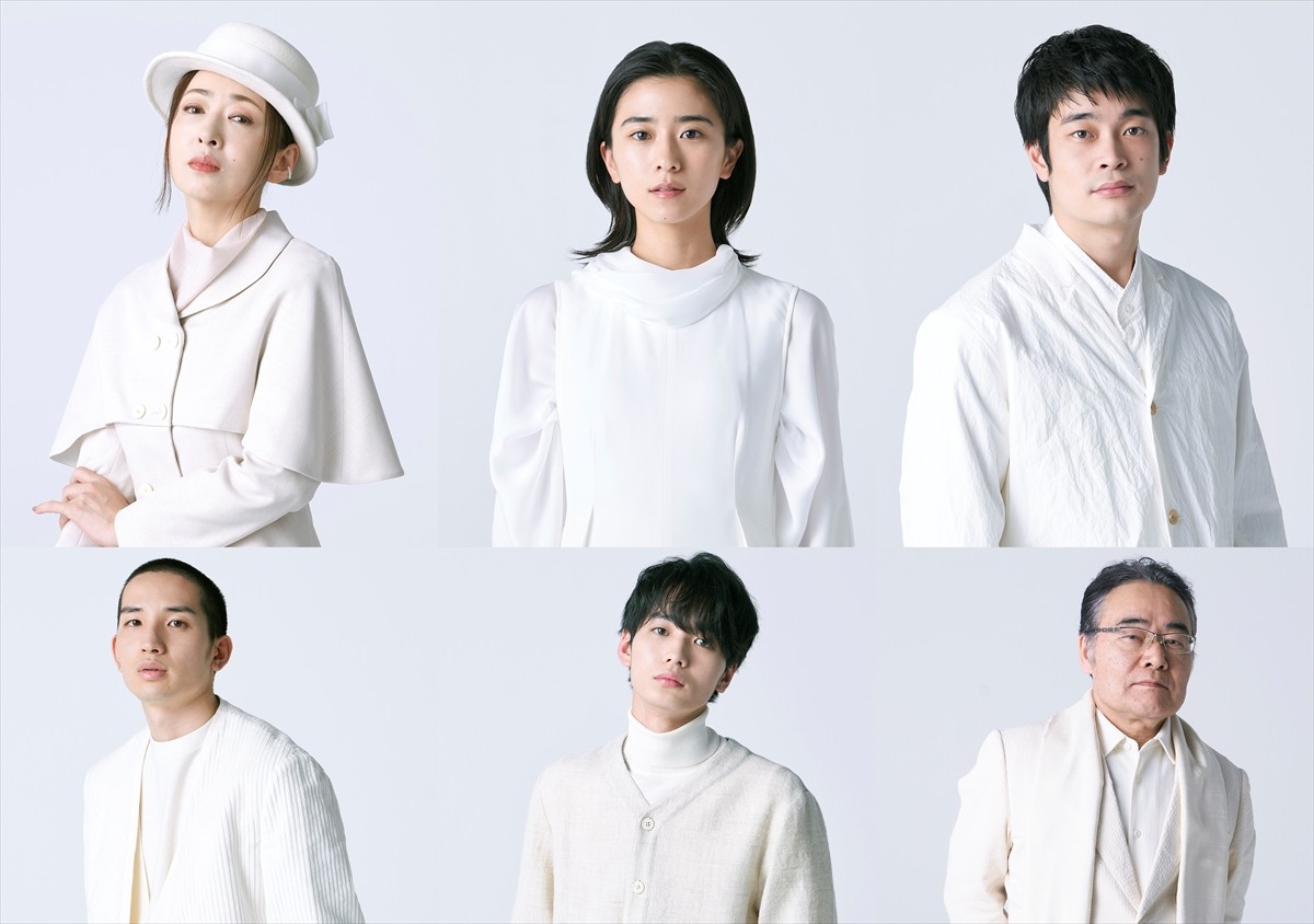 M&Oplaysプロデュース『カモメよ、そこから銀座は見えるか?』に出演する(上段左から)松雪泰子、黒島結菜、井之脇海、(下段左から)櫻井健人、青木柚、岩松了