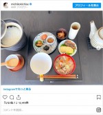 吉瀬美智子が旅館を意識して用意した朝食 ※「吉瀬美智子」インスタグラム