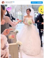 【写真】昨年結婚の手島優が結婚式　仕事でも断り続けた“純白ウエディングドレス”姿