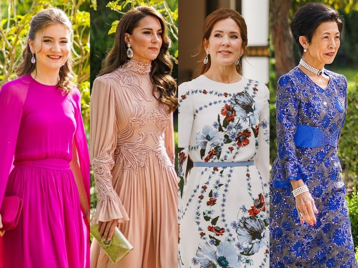 (左から)ベルギーのエリザベート王女、英王室のキャサリン妃、デンマーク王室のメアリー皇太子妃、日本の高円宮妃久子さま