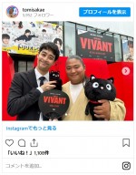 『VIVANT』ドラム、なんちゃって阿部寛・ラパルフェ都留との2ショット　※「富栄ドラム」インスタグラム