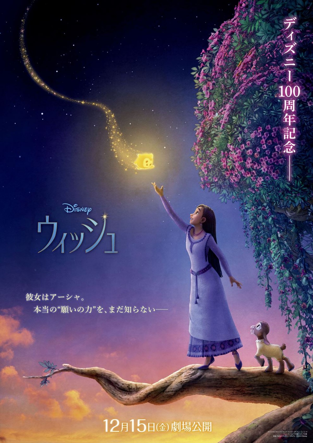 ディズニー100周年記念作品『ウィッシュ』、世界初“日本のためだけ”に特別に制作されたティザーポスター解禁