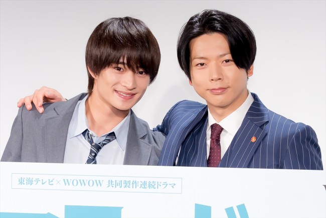 『東海テレビ×WOWOW共同製作連続ドラマ ギフテッドSeason1』制作発表に登場した（左から）浮所飛貴、増田貴久