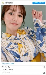 磯山さやか、自撮りを頑張った浴衣姿　※「磯山さやか」インスタグラム
