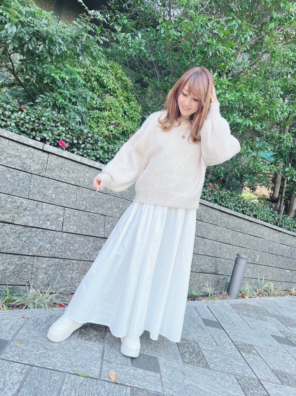 メルヘンチックな全身ホワイトコーデ　※「渡辺美奈代」ブログ