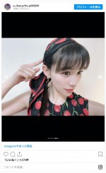 あ～ちゃん、全身さくらんぼコーデがかわいすぎ　※「あ～ちゃん（西脇綾香）」インスタグラム