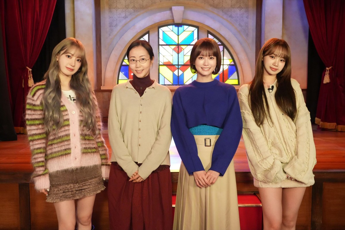 ドラマ『セクシー田中さん』撮影現場にて(左から)SAKURA、木南晴夏、生見愛瑠、KIM CHAEWON
