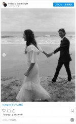 ボニー・ライト、結婚1周年に式の様子を公開　※「BRIDES」インスタグラム
