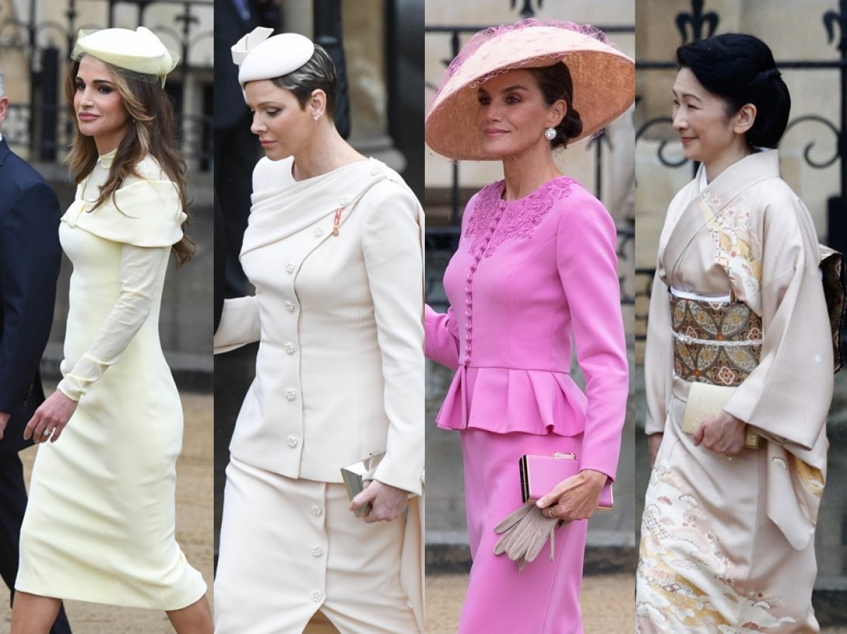 （左から）ヨルダンのラーニア王妃、モナコ公国シャルレーヌ公妃、スペインのレティシア王妃、日本の秋篠宮紀子さま