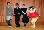 3月18日放送『クレヨンしんちゃん』「しん・仮面ライダーだゾ」に出演する（左から）柄本佑、池松壮亮、浜辺美波