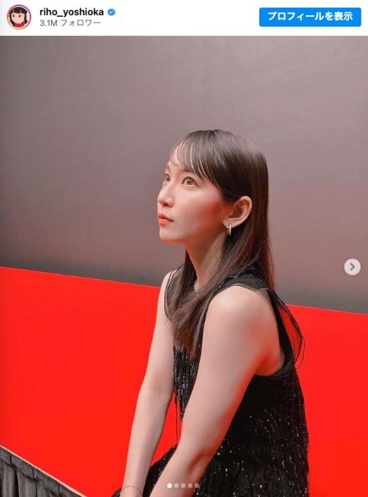 吉岡里帆、アルマーニのドレス姿　※「吉岡里帆」インスタグラム