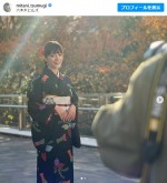 テレ朝・三谷紬アナ、黒の和装で落ち着いた色気を纏うショット　※「三谷紬アナウンサー」インスタグラム