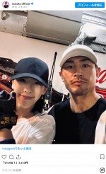 魔裟斗、妻・矢沢心と一緒に夫婦で筋トレ　※「魔裟斗」インスタグラム