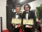 第76回カンヌ国際映画祭（左から）『PERFECT DAYS』で最優秀男優賞を受賞した役所広司、『怪物』で脚本賞を受賞した是枝裕和監督