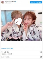 辻希美、長女とおそろいの浴衣姿を披露 ※「辻希美」インスタグラム