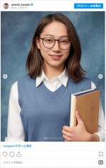 AIイヤーブックで女性化した金田哲 ※「金田哲（はんにゃ.）」インスタグラム