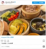 衛藤美彩が作った“せいろ蒸し”の献立 ※「衛藤美彩」インスタグラム