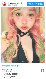 甘露寺蜜璃に変身したりんごちゃん　※「りんごちゃん」インスタグラム