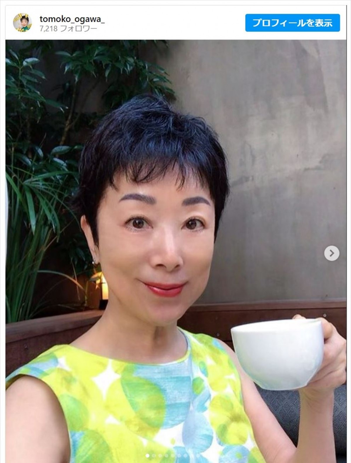 小川知子74歳、グリーンの爽やかコーデで京都を満喫「美しい知子様」
