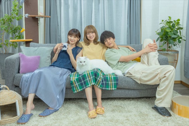 映画『三日月とネコ』主演の（左から）倉科カナ、安達祐実、渡邊圭祐